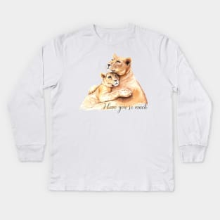 I love you so much lion mum baby Kids Long Sleeve T-Shirt